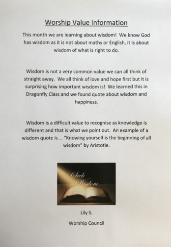 Worship Value Information - 'Wisdom' by Lily S, Worship Council